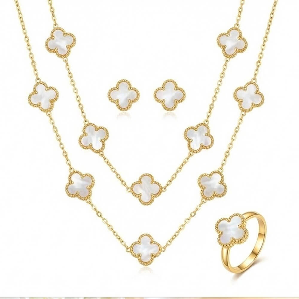 Raee Luxury Clover Pendant Necklace Set